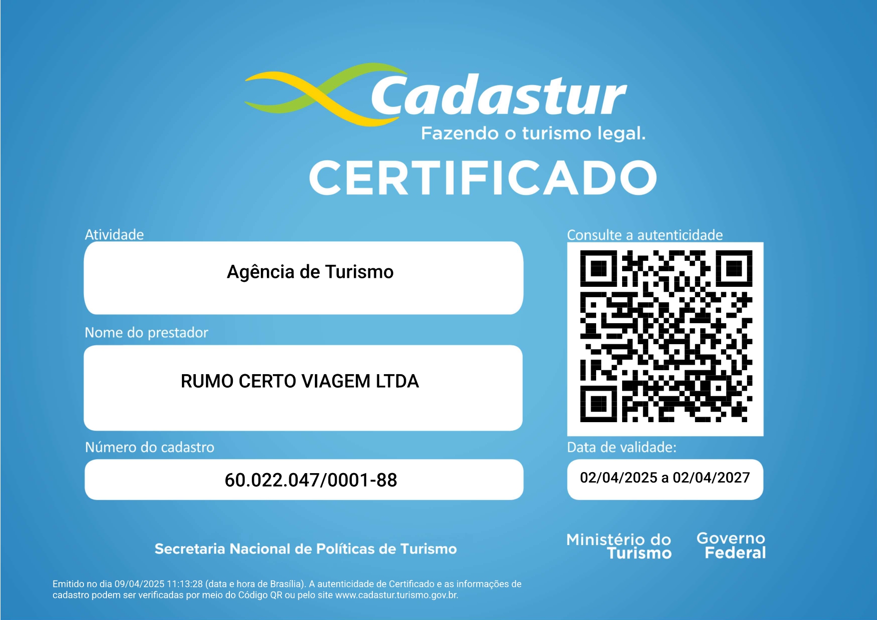 Cadastro Cadastur - Ministério do Turismo